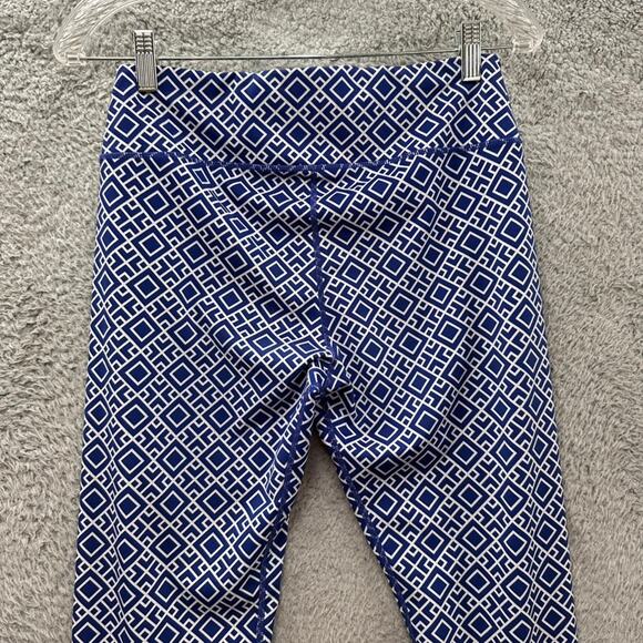 J. Mclaughlin Women's Medium Leggings Blue White Diamond Pattern Comfort Casual - Picture 6 of 7